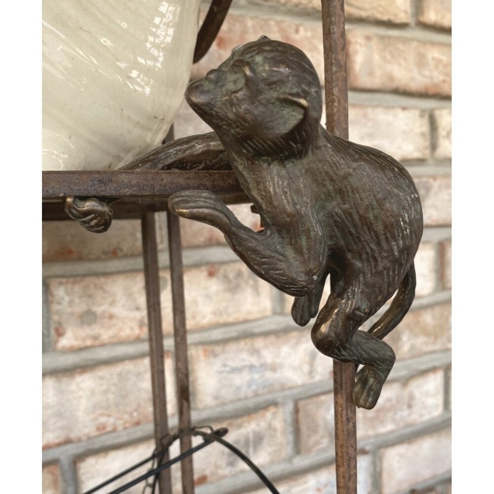 Vintage Bronze Monkey Hanging Sculpture For Garden Or Home Decor